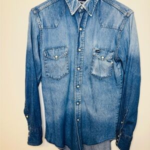 Vintage Wrangler Men’s Western Denim Button Up Shirt